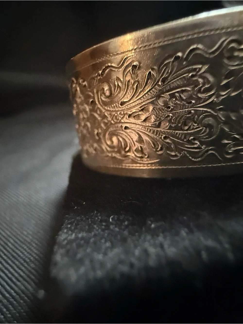 Sterling Silver Floral Engraved with Monogram Cuff Bracelet - AAB -